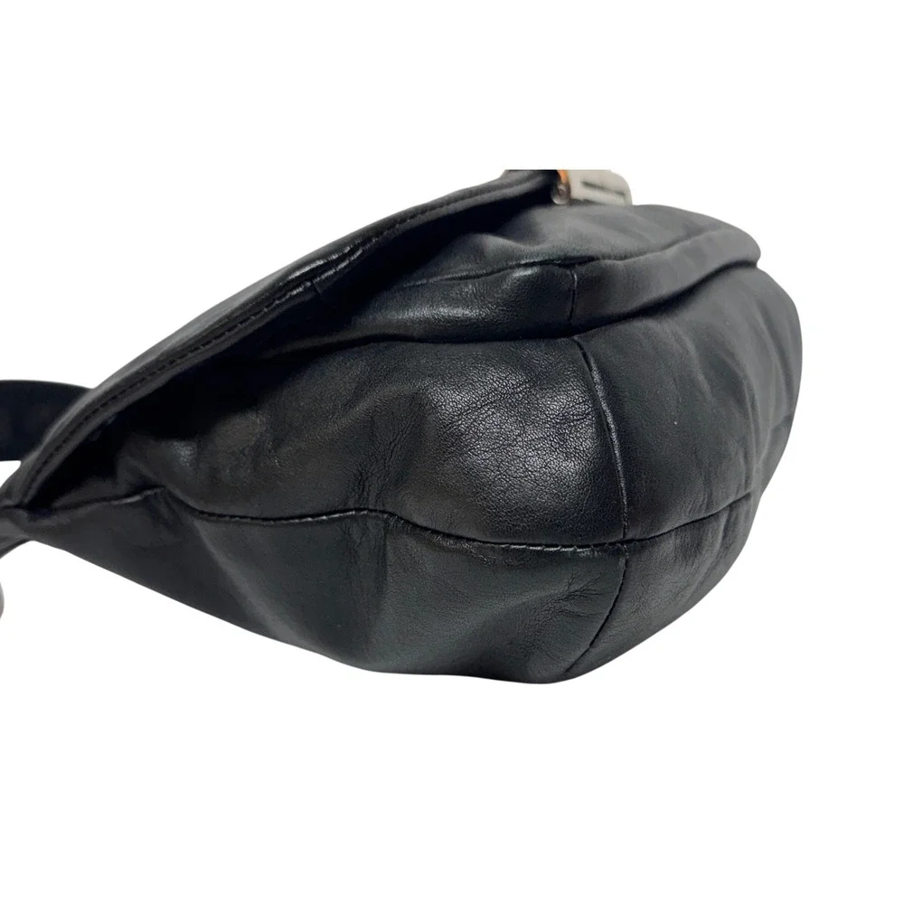 Coach Black Leather Shoulder Bag Flap Turnlock Closure Silver‎ Hardware Hobo